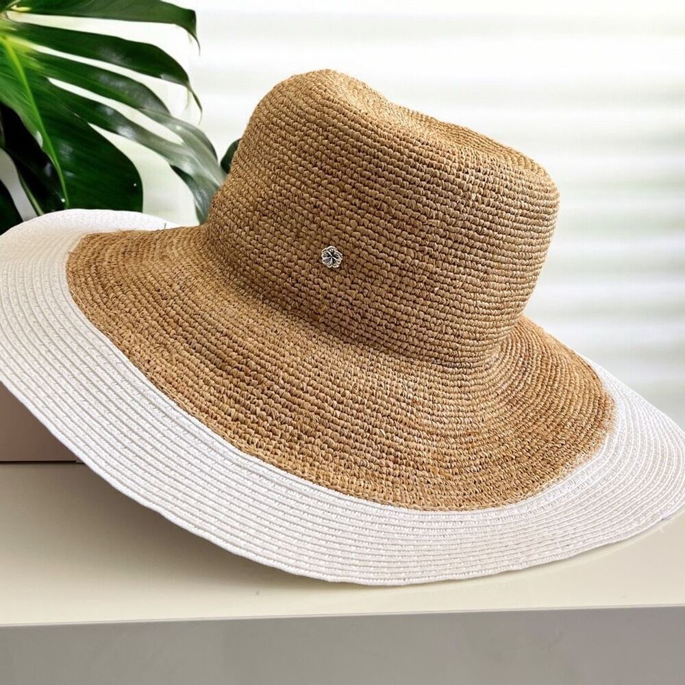 florabella Lucia Brim Sunhat in Natural‎ & White